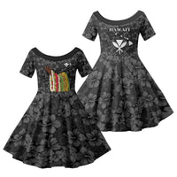 Hawaii Lei Kamehameha Family Matching Mermaid Dress and Hawaiian Shirt Ele'ele Seamless Pattern Hibiscus Flower LT9 Daughter's Dress Black - Polynesian Pride