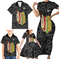Hawaii Lei Kamehameha Family Matching Short Sleeve Bodycon Dress and Hawaiian Shirt Ele'ele Seamless Pattern Hibiscus Flower LT9 - Polynesian Pride