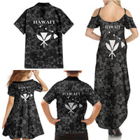 Hawaii Lei Kamehameha Family Matching Summer Maxi Dress and Hawaiian Shirt Ele'ele Seamless Pattern Hibiscus Flower LT9 Mom's Dress Black - Polynesian Pride