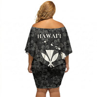 Hawaii Lei Kamehameha Off Shoulder Short Dress Ele'ele Seamless Pattern Hibiscus Flower LT9 - Polynesian Pride