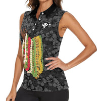 Hawaii Lei Kamehameha Women Sleeveless Polo Shirt Ele'ele Seamless Pattern Hibiscus Flower