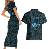 Hawaii Lei Kamehameha Couples Matching Short Sleeve Bodycon Dress and Hawaiian Shirt Uliuli Seamless Pattern Hibiscus Flower