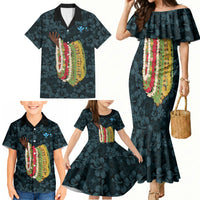Hawaii Lei Kamehameha Family Matching Mermaid Dress and Hawaiian Shirt Uliuli Seamless Pattern Hibiscus Flower LT9 - Polynesian Pride