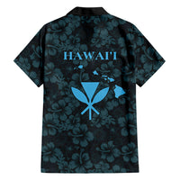 Hawaii Lei Kamehameha Family Matching Off Shoulder Maxi Dress and Hawaiian Shirt Uliuli Seamless Pattern Hibiscus Flower LT9 Dad's Shirt - Long Sleeve Blue - Polynesian Pride