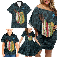 Hawaii Lei Kamehameha Family Matching Off Shoulder Short Dress and Hawaiian Shirt Uliuli Seamless Pattern Hibiscus Flower LT9 - Polynesian Pride