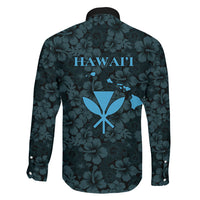 Hawaii Lei Kamehameha Family Matching Off Shoulder Short Dress and Hawaiian Shirt Uliuli Seamless Pattern Hibiscus Flower LT9 Son's Shirt Blue - Polynesian Pride