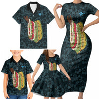 Hawaii Lei Kamehameha Family Matching Short Sleeve Bodycon Dress and Hawaiian Shirt Uliuli Seamless Pattern Hibiscus Flower LT9 - Polynesian Pride