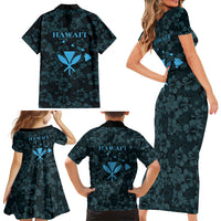 Hawaii Lei Kamehameha Family Matching Short Sleeve Bodycon Dress and Hawaiian Shirt Uliuli Seamless Pattern Hibiscus Flower LT9 - Polynesian Pride