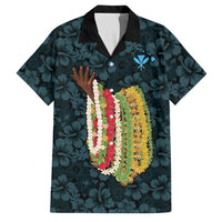 Hawaii Lei Kamehameha Family Matching Short Sleeve Bodycon Dress and Hawaiian Shirt Uliuli Seamless Pattern Hibiscus Flower LT9 Dad's Shirt - Short Sleeve Blue - Polynesian Pride
