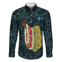 Hawaii Lei Kamehameha Family Matching Short Sleeve Bodycon Dress and Hawaiian Shirt Uliuli Seamless Pattern Hibiscus Flower LT9 Daughter's Dress Blue - Polynesian Pride