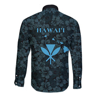Hawaii Lei Kamehameha Long Sleeve Button Shirt Uliuli Seamless Pattern Hibiscus Flower LT9 - Polynesian Pride