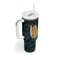 Hawaii Lei Kamehameha Tumbler With Handle Uliuli Seamless Pattern Hibiscus Flower
