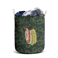 Hawaii Lei Kamehameha Laundry Basket Oma'oma'o Seamless Pattern Hibiscus Flower
