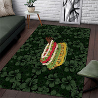Hawaii Lei Kamehameha Area Rug Oma'oma'o Seamless Pattern Hibiscus Flower