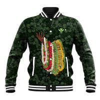 Hawaii Lei Kamehameha Baseball Jacket Oma'oma'o Seamless Pattern Hibiscus Flower