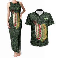 Hawaii Lei Kamehameha Couples Matching Tank Maxi Dress and Hawaiian Shirt Oma'oma'o Seamless Pattern Hibiscus Flower LT9 Green - Polynesian Pride