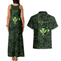 Hawaii Lei Kamehameha Couples Matching Tank Maxi Dress and Hawaiian Shirt Oma'oma'o Seamless Pattern Hibiscus Flower LT9 - Polynesian Pride