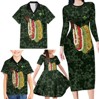 Hawaii Lei Kamehameha Family Matching Long Sleeve Bodycon Dress and Hawaiian Shirt Oma'oma'o Seamless Pattern Hibiscus Flower LT9 - Polynesian Pride