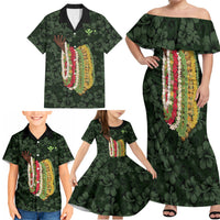 Hawaii Lei Kamehameha Family Matching Off Shoulder Maxi Dress and Hawaiian Shirt Oma'oma'o Seamless Pattern Hibiscus Flower LT9 - Polynesian Pride