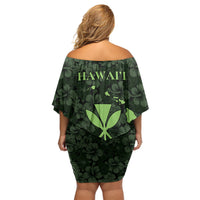 Hawaii Lei Kamehameha Family Matching Off Shoulder Short Dress and Hawaiian Shirt Oma'oma'o Seamless Pattern Hibiscus Flower LT9 - Polynesian Pride