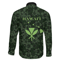 Hawaii Lei Kamehameha Family Matching Summer Maxi Dress and Hawaiian Shirt Oma'oma'o Seamless Pattern Hibiscus Flower LT9 Son's Shirt Green - Polynesian Pride