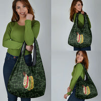 Hawaii Lei Kamehameha Grocery Bag Oma'oma'o Seamless Pattern Hibiscus Flower