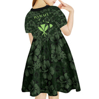 Hawaii Lei Kamehameha Kid Short Sleeve Dress Oma'oma'o Seamless Pattern Hibiscus Flower LT9 - Polynesian Pride