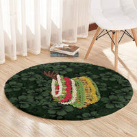 Hawaii Lei Kamehameha Round Carpet Oma'oma'o Seamless Pattern Hibiscus Flower