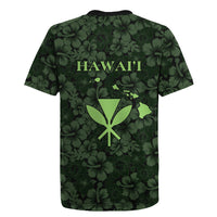 Hawaii Lei Kamehameha Rugby Jersey Oma'oma'o Seamless Pattern Hibiscus Flower