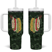 Hawaii Lei Kamehameha Tumbler With Handle Oma'oma'o Seamless Pattern Hibiscus Flower