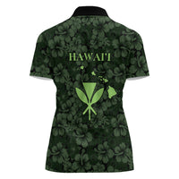 Hawaii Lei Kamehameha Women Polo Shirt Oma'oma'o Seamless Pattern Hibiscus Flower