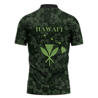 Hawaii Lei Kamehameha Zipper Polo Shirt Oma'oma'o Seamless Pattern Hibiscus Flower LT9 - Polynesian Pride