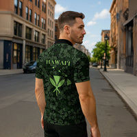 Hawaii Lei Kamehameha Zipper Polo Shirt Oma'oma'o Seamless Pattern Hibiscus Flower LT9 - Polynesian Pride