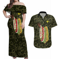 Hawaii Lei Kamehameha Couples Matching Off Shoulder Maxi Dress and Hawaiian Shirt Melemele Seamless Pattern Hibiscus Flower LT9 Yellow - Polynesian Pride