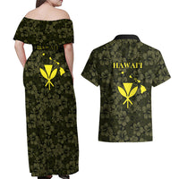 Hawaii Lei Kamehameha Couples Matching Off Shoulder Maxi Dress and Hawaiian Shirt Melemele Seamless Pattern Hibiscus Flower LT9 - Polynesian Pride