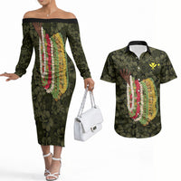 Hawaii Lei Kamehameha Couples Matching Off The Shoulder Long Sleeve Dress and Hawaiian Shirt Melemele Seamless Pattern Hibiscus Flower LT9 Yellow - Polynesian Pride