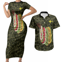 Hawaii Lei Kamehameha Couples Matching Short Sleeve Bodycon Dress and Hawaiian Shirt Melemele Seamless Pattern Hibiscus Flower LT9 Yellow - Polynesian Pride