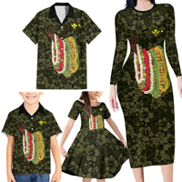 Hawaii Lei Kamehameha Family Matching Long Sleeve Bodycon Dress and Hawaiian Shirt Melemele Seamless Pattern Hibiscus Flower LT9 - Polynesian Pride