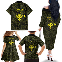 Hawaii Lei Kamehameha Family Matching Off The Shoulder Long Sleeve Dress and Hawaiian Shirt Melemele Seamless Pattern Hibiscus Flower LT9 - Polynesian Pride