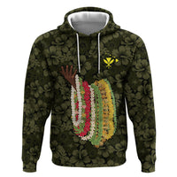 Hawaii Lei Kamehameha Zip Hoodie Melemele Seamless Pattern Hibiscus Flower