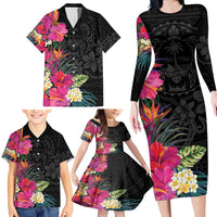 Hafa Adai Guam Family Matching Long Sleeve Bodycon Dress and Hawaiian Shirt Tropical Flowers Colorful Vibes LT9 - Polynesian Pride