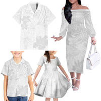 Samoa Lotu Tamaiti Family Matching Off The Shoulder Long Sleeve Dress and Hawaiian Shirt White Sun Day Beauty Hibiscus Ver02 LT9 - Polynesian Pride