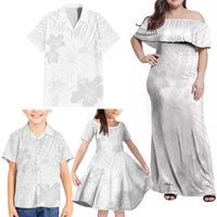 Samoa Lotu Tamaiti Family Matching Off Shoulder Maxi Dress and Hawaiian Shirt White Sun Day Beauty Hibiscus Ver02 LT9 - Polynesian Pride