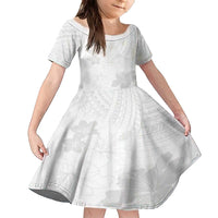 Samoa Lotu Tamaiti Family Matching Puletasi and Hawaiian Shirt White Sun Day Beauty Hibiscus Ver02 LT9 Daughter's Dress White - Polynesian Pride