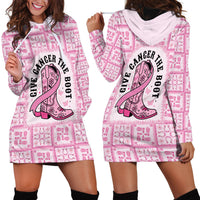 Give Cancer The Boot Pink Cowgirl Hoodie Dress Hawaiian Paniolo Mixed Quilt Pattern Style LT9 - Polynesian Pride