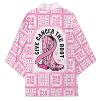 Give Cancer The Boot Pink Cowgirl Kimono Hawaiian Paniolo Mixed Quilt Pattern Style LT9 - Polynesian Pride