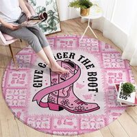 Give Cancer The Boot Pink Cowgirl Round Carpet Hawaiian Paniolo Mixed Quilt Pattern Style LT9 - Polynesian Pride