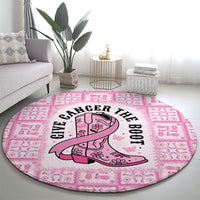 Give Cancer The Boot Pink Cowgirl Round Carpet Hawaiian Paniolo Mixed Quilt Pattern Style LT9 - Polynesian Pride