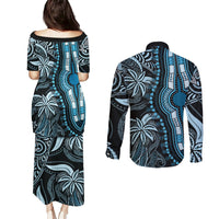 Polynesia Dashiki Couples Matching Puletasi Dress and Long Sleeve Button Shirts Polynesia and Africa Traditional Special Together Blue LT9 - Polynesian Pride