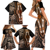 Polynesia Dashiki Family Matching Short Sleeve Bodycon Dress and Hawaiian Shirt Polynesia and Africa Traditional Special Together Gold LT9 - Polynesian Pride